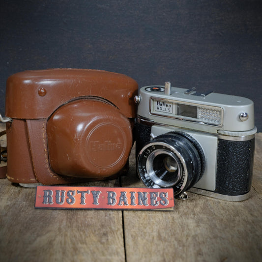 Vintage Halina Rolls 35mm Camera & Case, f3.5 45mm Fixed Lens