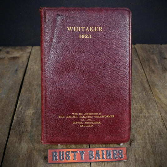 Whitaker's Almanac 1923, Luxury Leather Edition, British Electric Transformer Co
