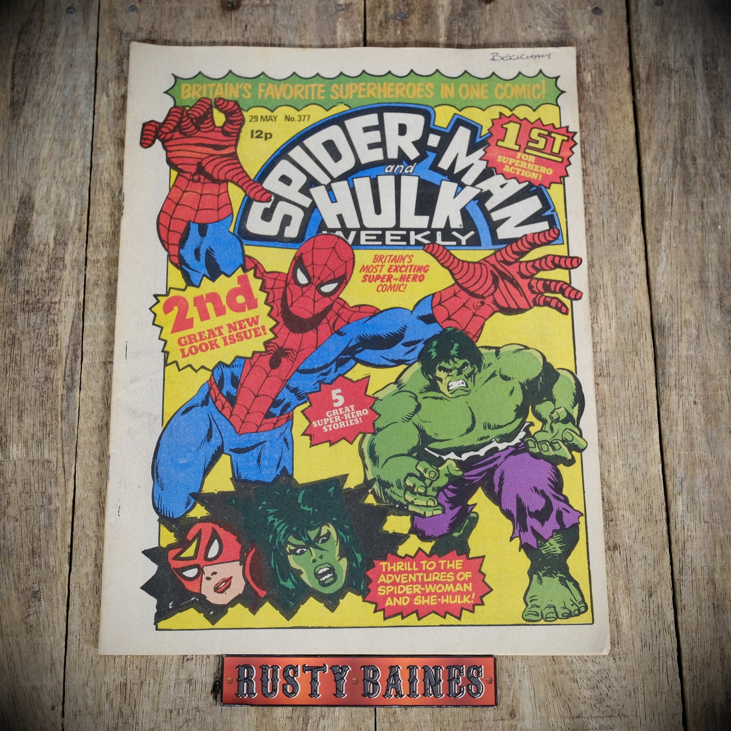 UK Marvel Comic, Spider-Man and Hulk Weekly 29 May #377 1980