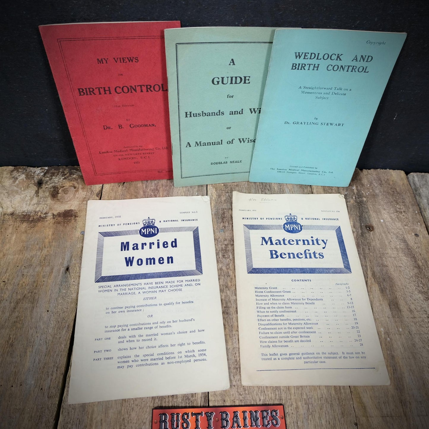 1950's Ephemera, Ministry of Pensions, Maternity Benefits, Birth Control Booklets, Social History