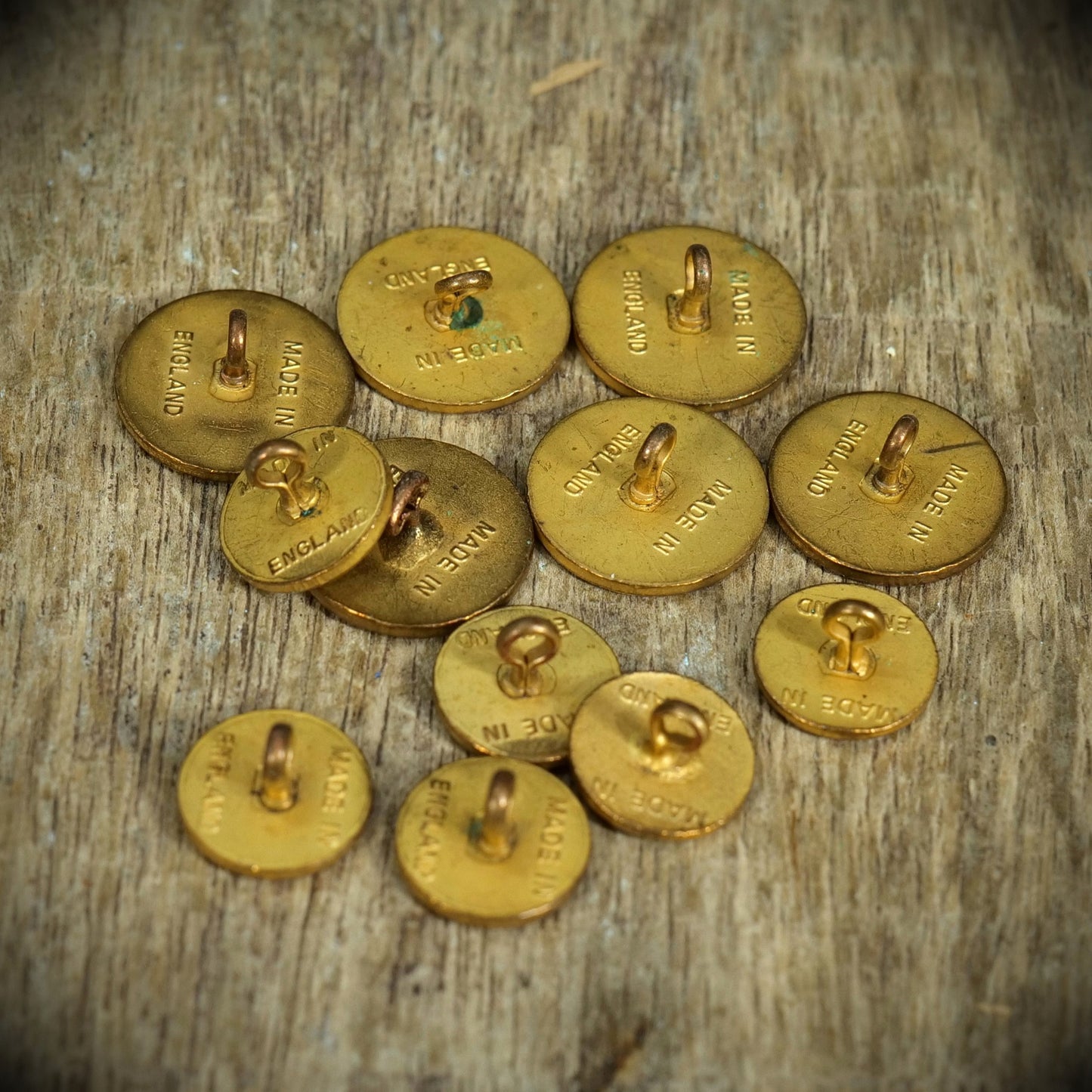 Vintage Marks and Spencer Button Set, Brass/Gold-Toned Victorian/Military Style, Made in England