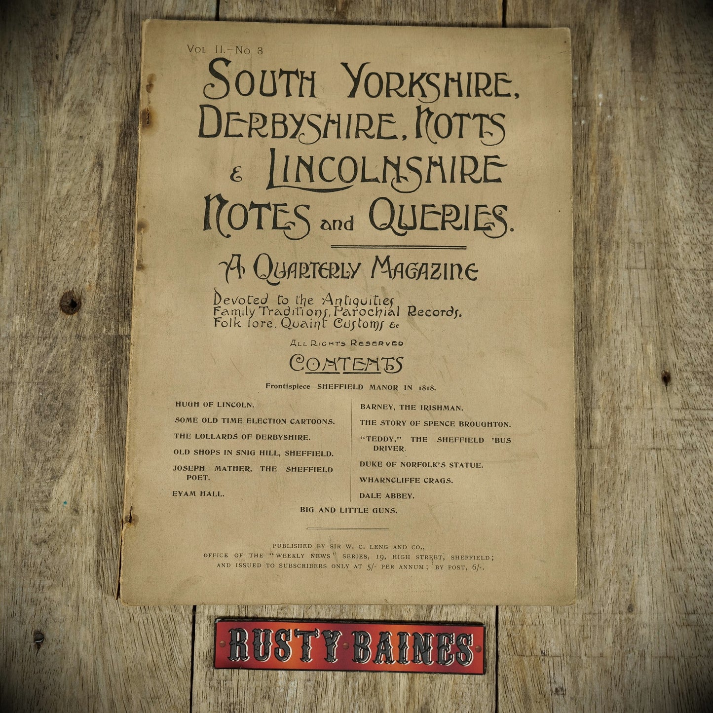 South Yorkshire, Notts & Lincolnshire Notes & Queries, December 1900 Magazine, Sheffield Etc.