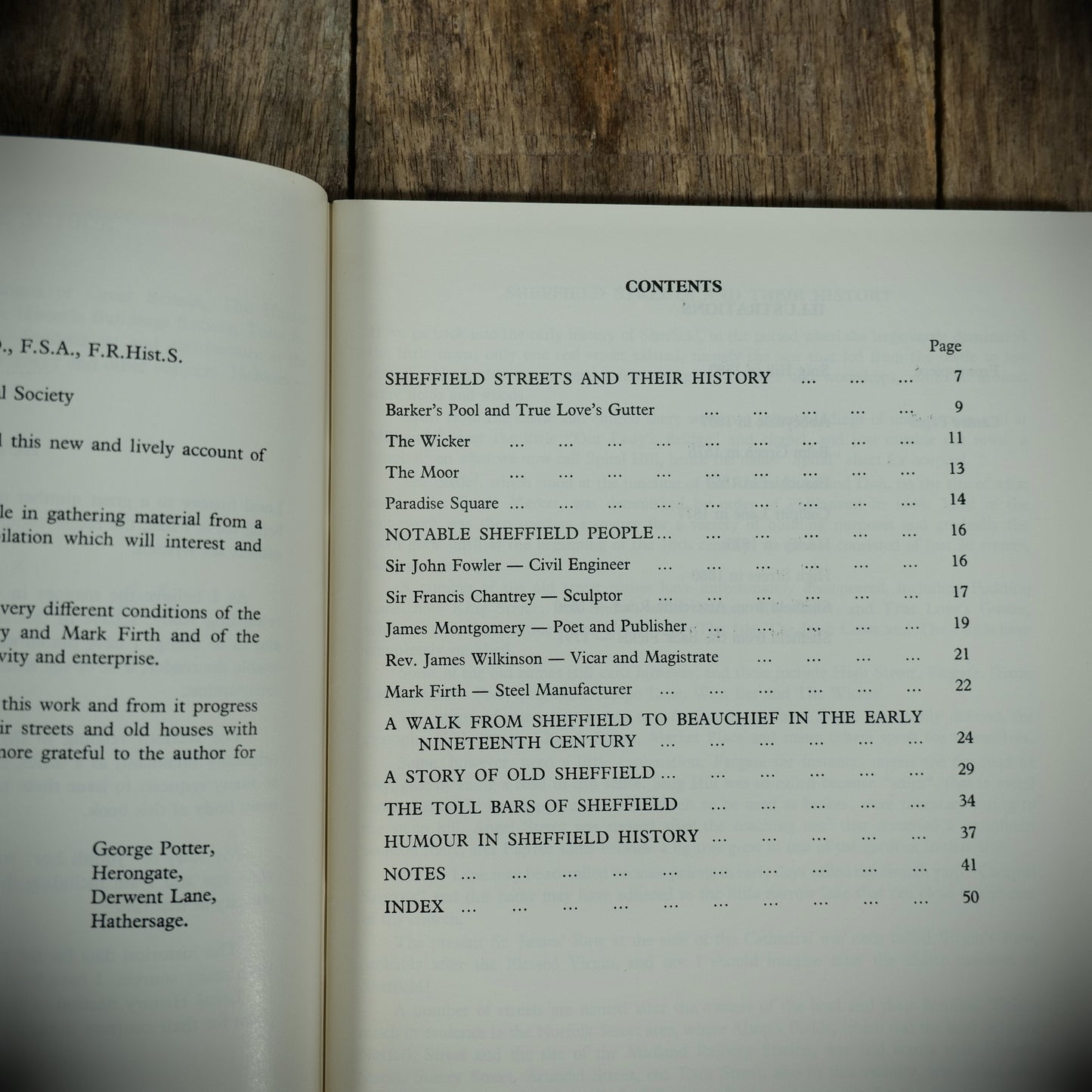 Old Sheffield, Its Street, People and Stories, J Edward Vickers, Booklet