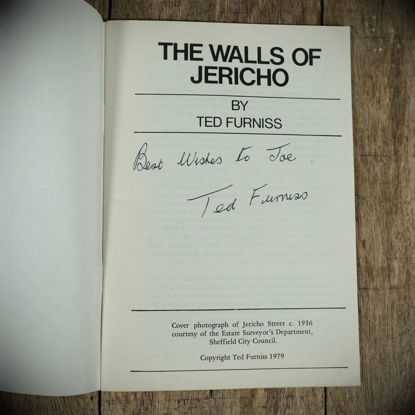 The Walls of Jericho, Ted Furniss Signed, Sheffield Local History Booklet
