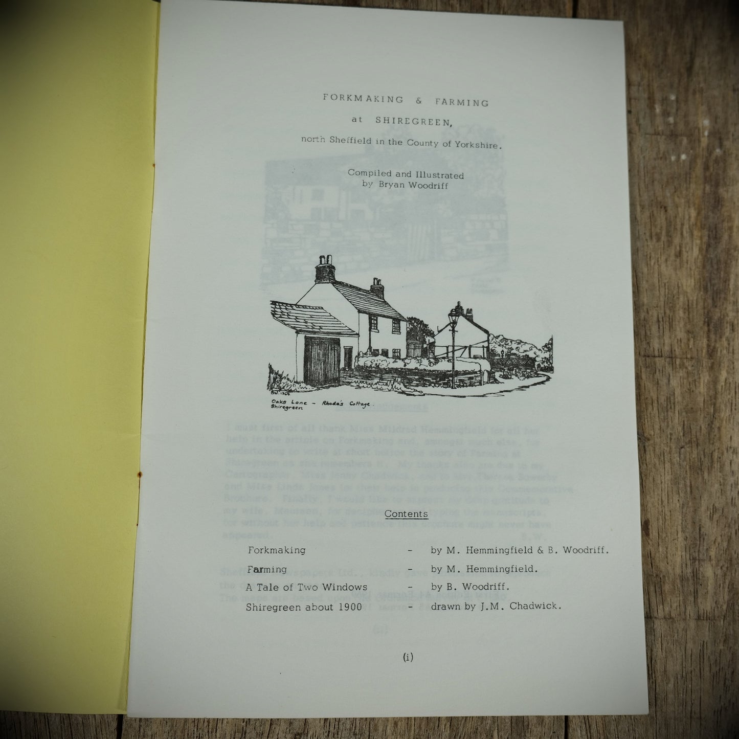 Forkmaking and Farming in Shiregreen, Sheffield, Bryan Woodriff, Booklet