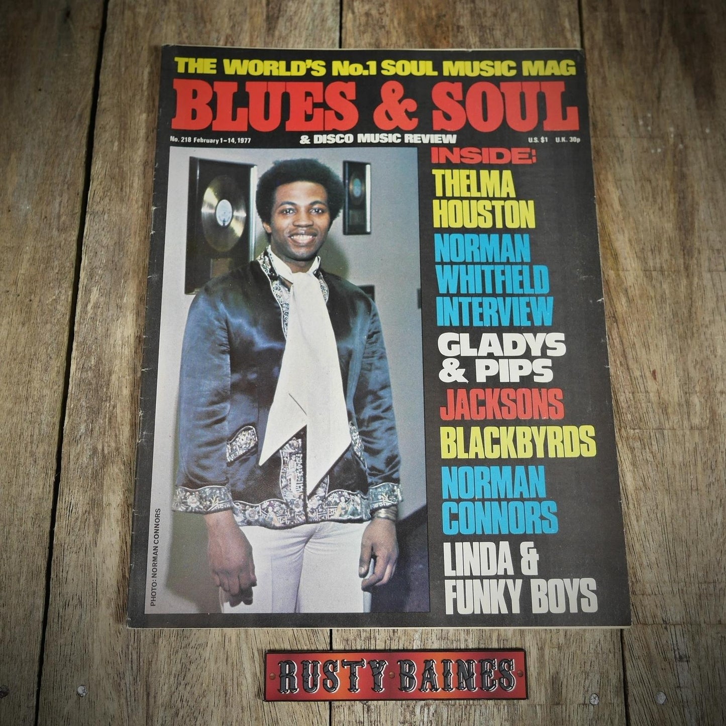 Vintage Magazine Back Issue, Blue & Soul #218 February 1977, Thelma Houston, Norman Whitfield, Linda & Funky Boys, Blackbyrds