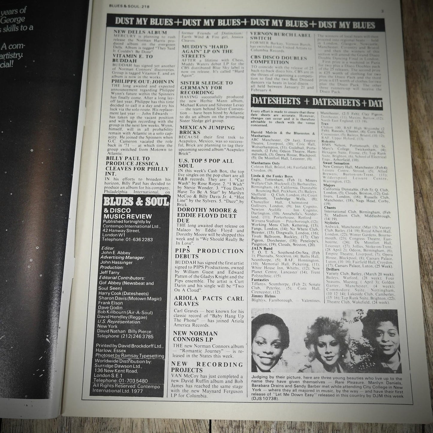 Vintage Magazine Back Issue, Blue & Soul #218 February 1977, Thelma Houston, Norman Whitfield, Linda & Funky Boys, Blackbyrds