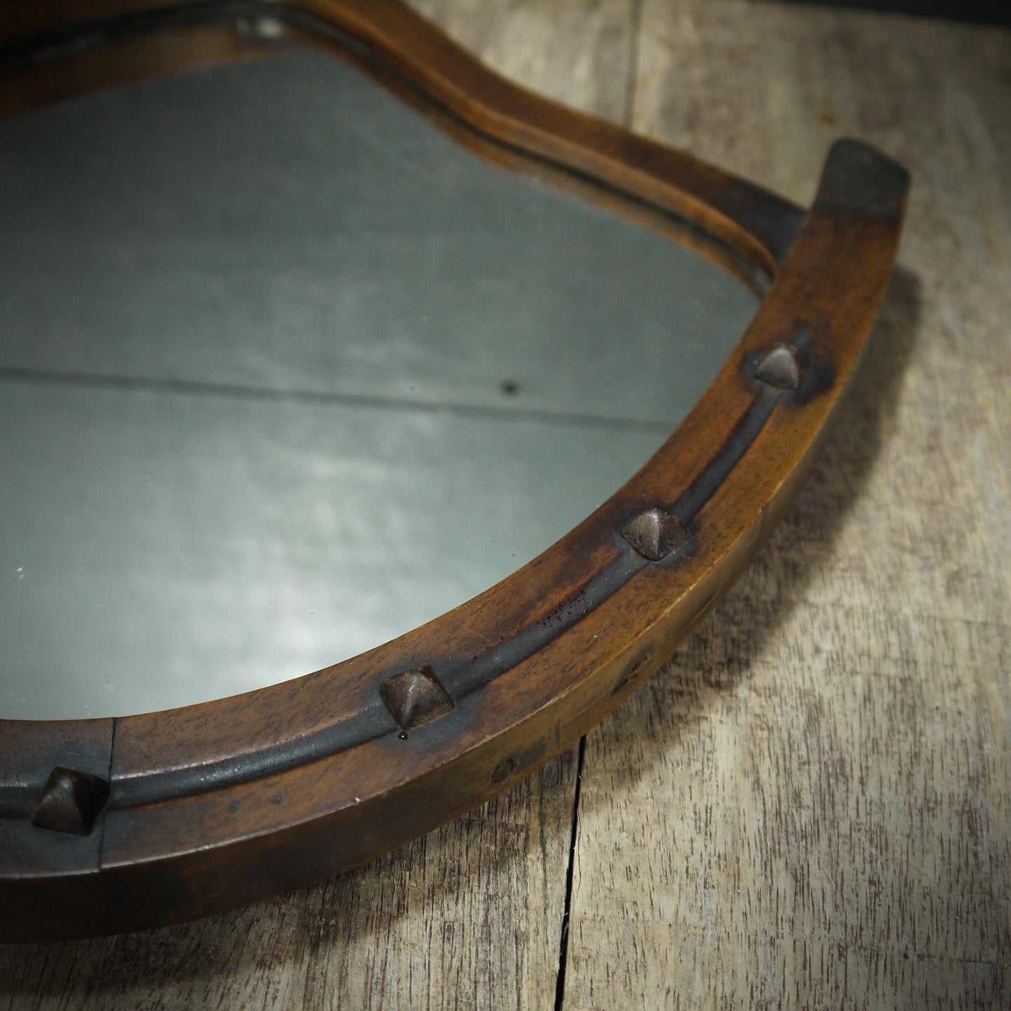 Antique Hardwood Horseshoe Wall Mirror