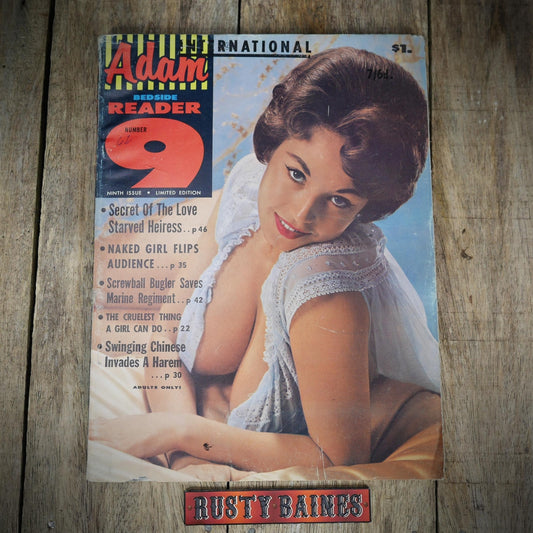 Vintage Back Issue U.S. Magazine, Adam Bedside Reader, Vol1 #9 1962 Men's Glamour Pin Up, Risqué Stories