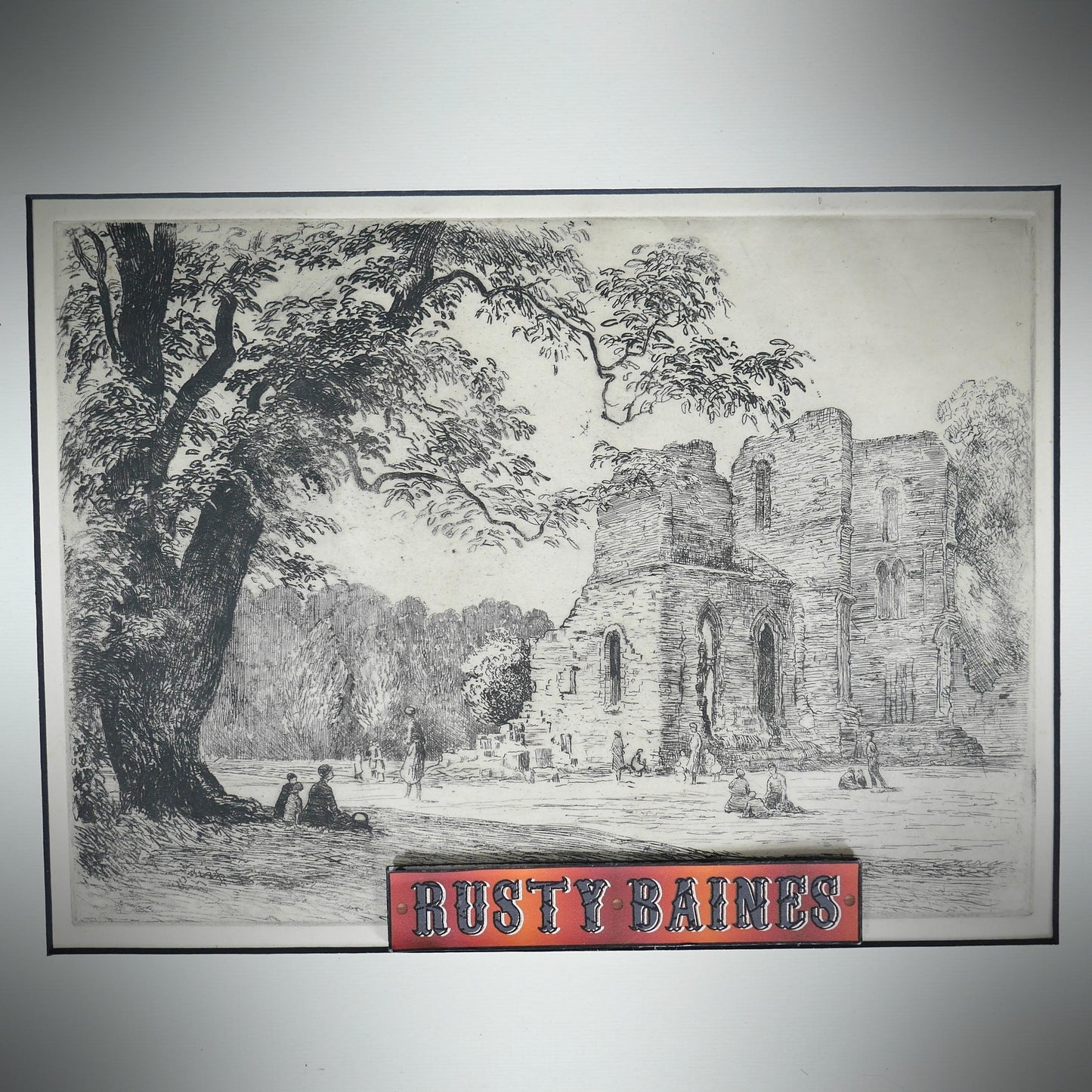 Antique Etching of Roche Abbey, Rotherham, South Yorkshire, J B Lee