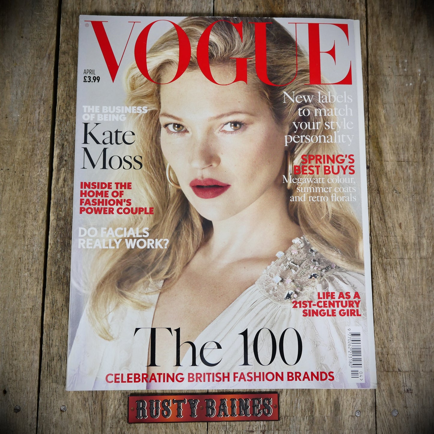 Vogue Magazine UK Back Issue, April 2017 Kate Moss