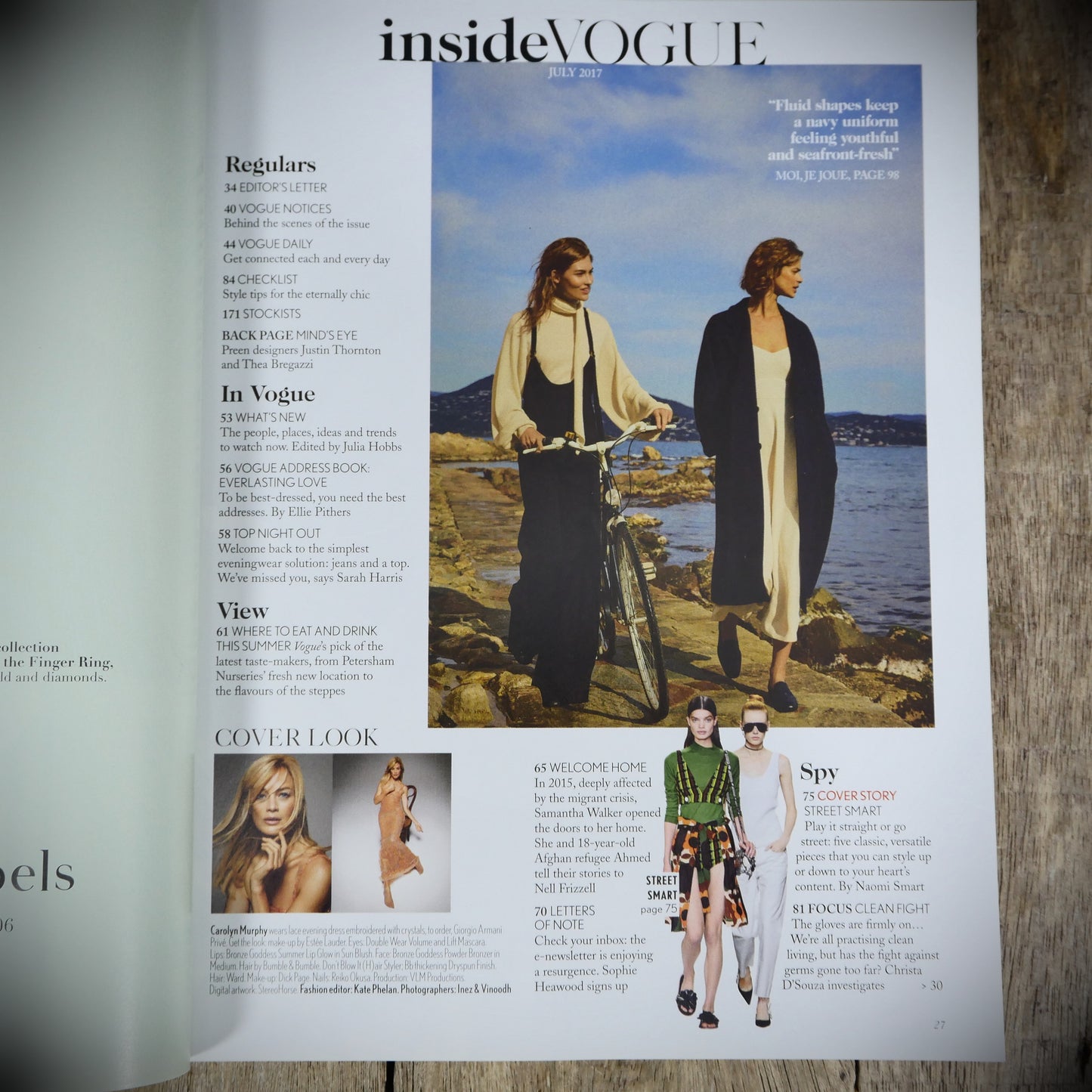 Vogue Magazine UK Back Issue, July 2017 Carolyn Murphy