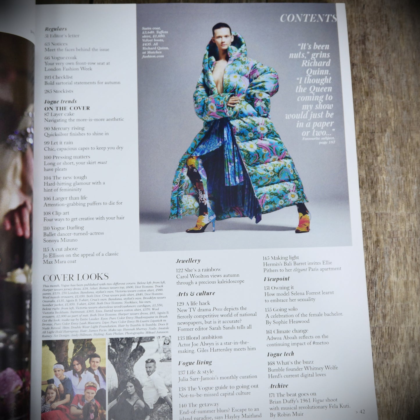 Vogue Magazine UK Back Issue, October 2018 Victoria Beckham & Family