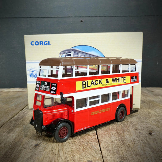 Corgi Guy Arab London Transport Double Decker Bus, Black & White Whisky, Boxed