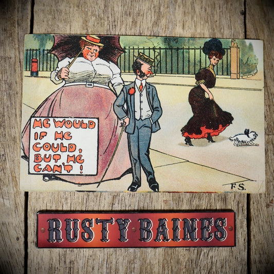Postcard, Comic/F.S. He Would if He Could, Flirting Man, Glamour Girl