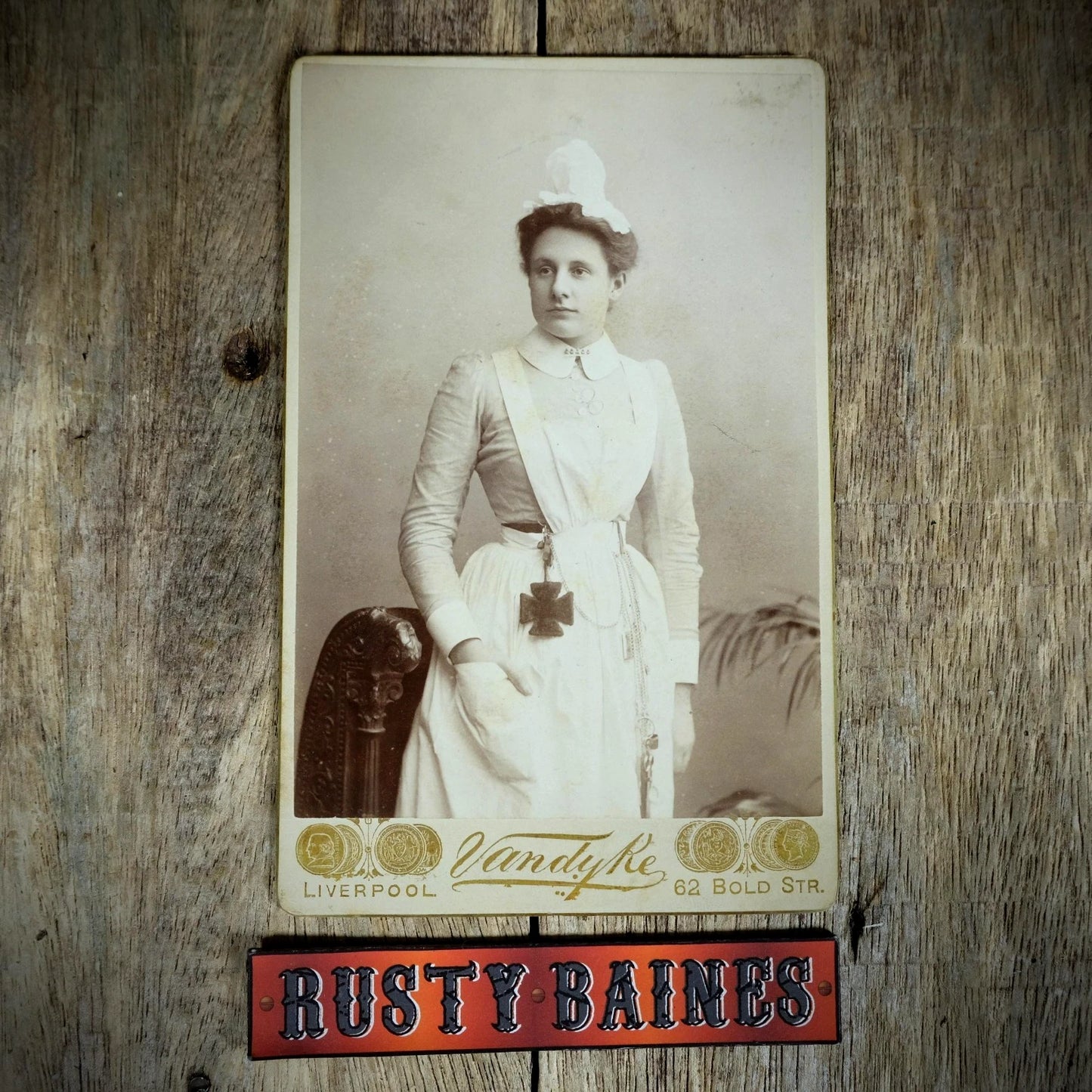 Cabinet Card Victorian Photo, Portrait of Nurse, Vandyke, Liverpool