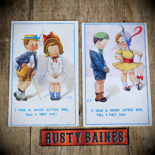 Postcard x2, CPC Comic, I Was a Good Girl/Boy, Naughty Romance