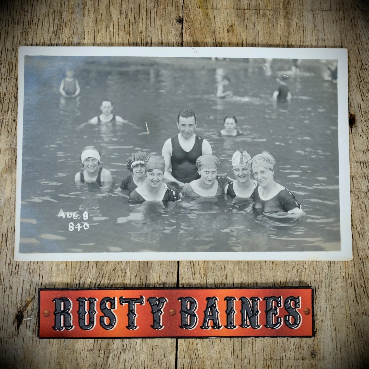 Postcard, Original Real Photo, Circa 1920's Mixed Bathers Swimmers