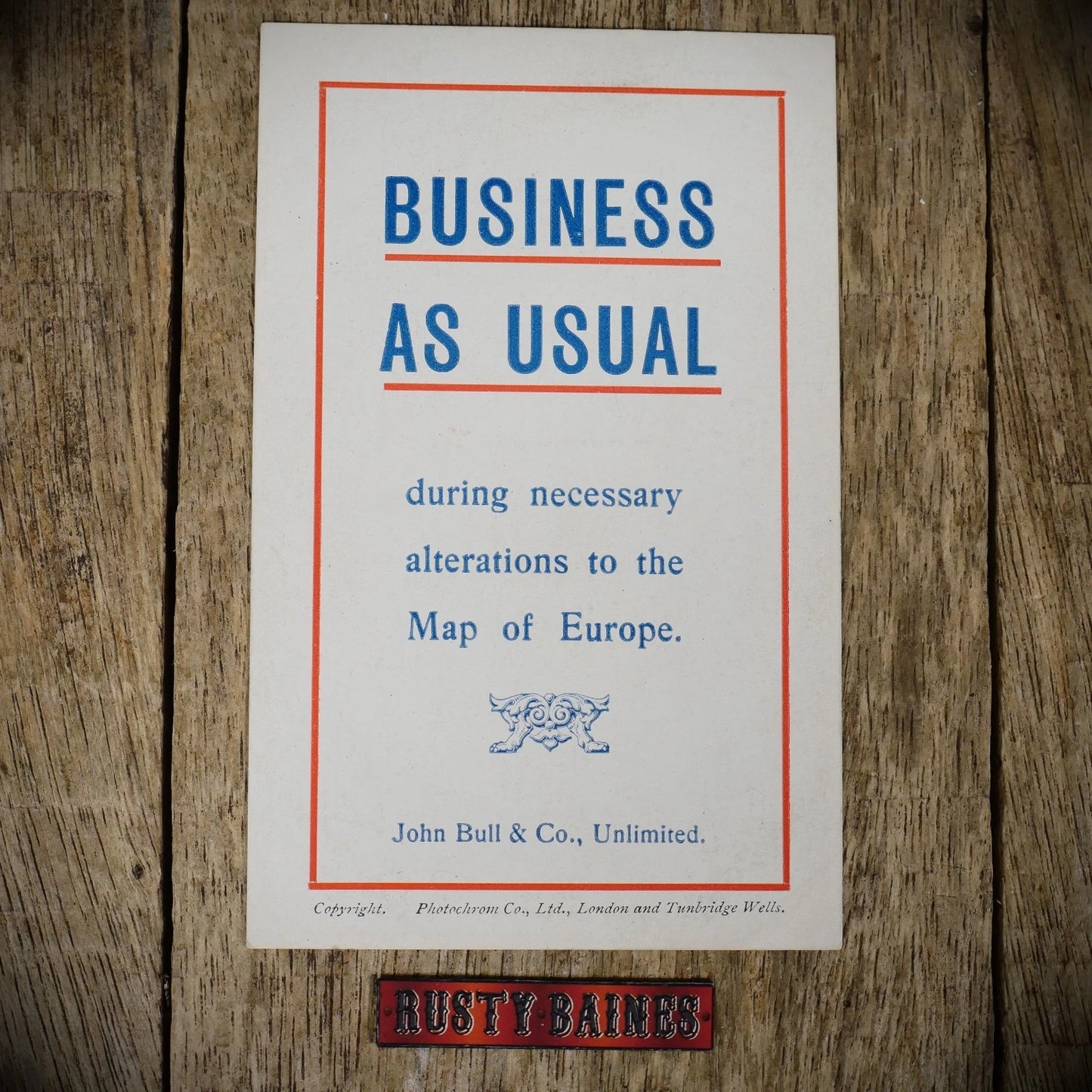 Postcard, John Bull Patriotic Anti-Kaiser Business as Usual Map Changes