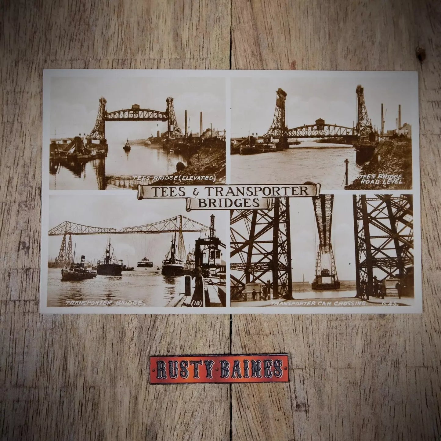 Vintage Postcard, River Tees & Transporter Bridges, Real Photo