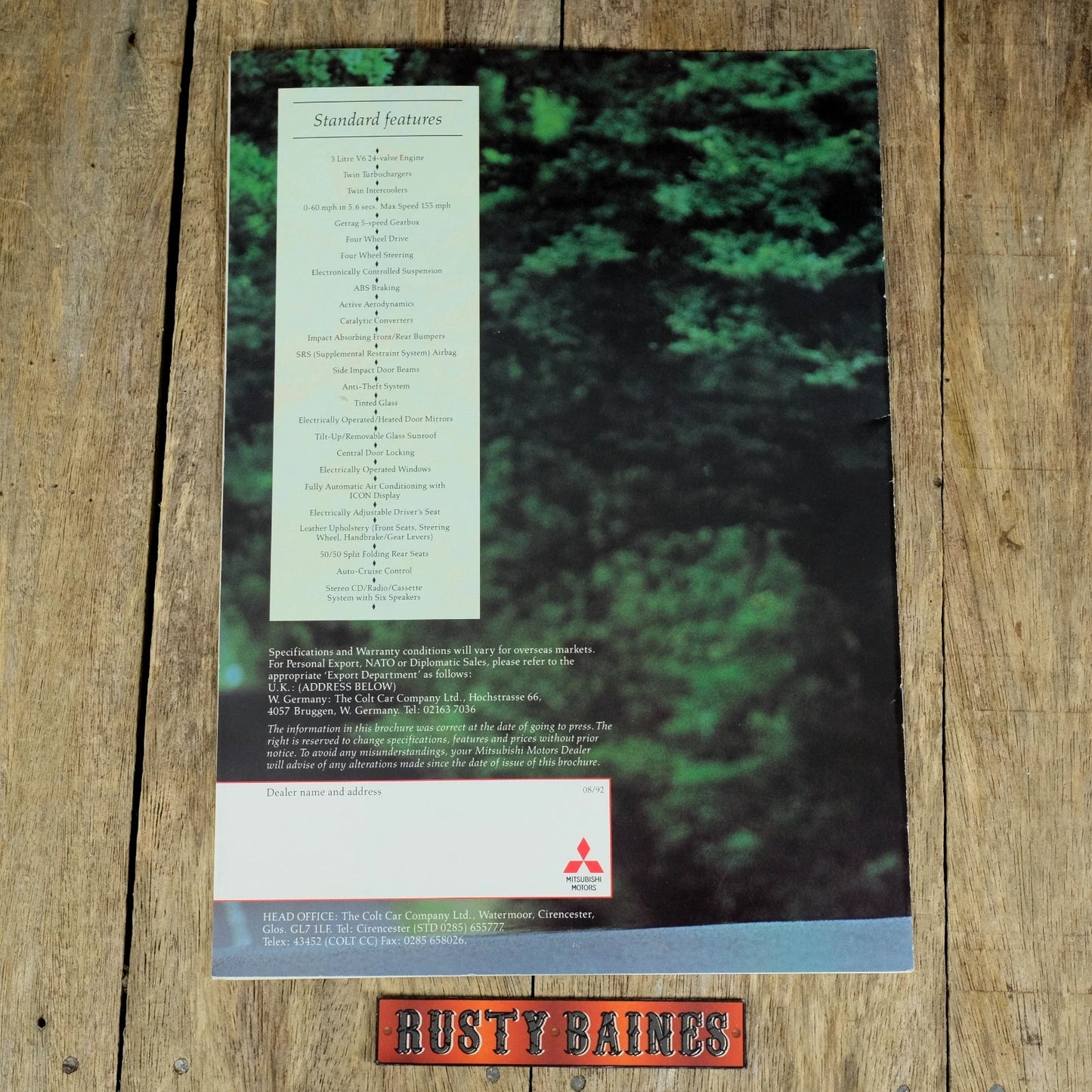 Original Car Brochure, Mitsubishi 3000 GT, 1992 UK