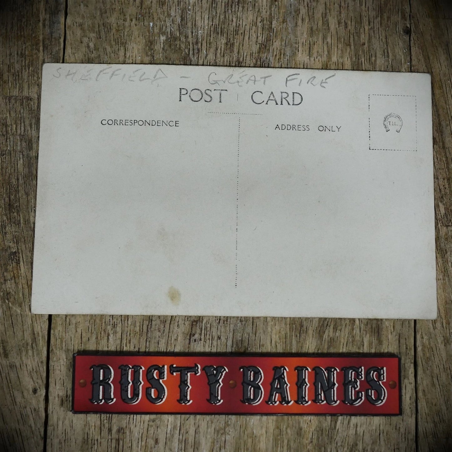 Postcard, Sheffield Fire 1921, Ruins, Skelton Works Heeley, Chimney's