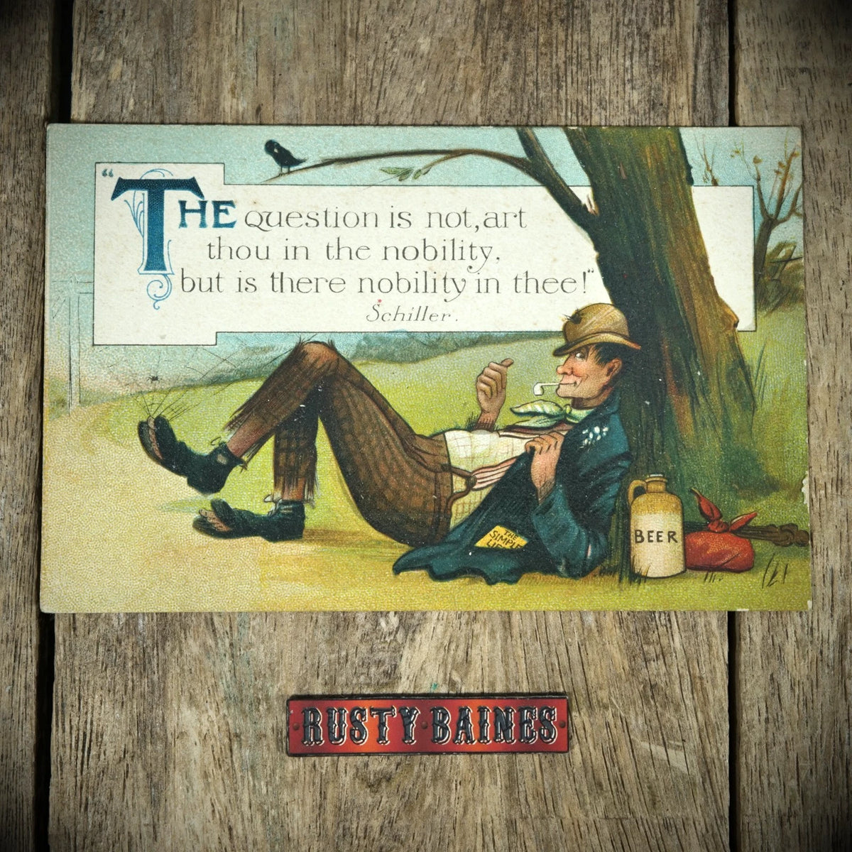 Postcard, Comic, Art Thou in Nobility? Tramp Hobo, Beer, Birn Bros