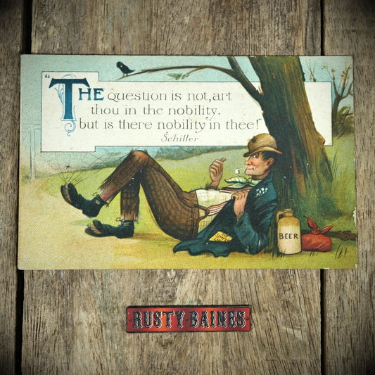 Postcard, Comic, Art Thou in Nobility? Tramp Hobo, Beer, Birn Bros