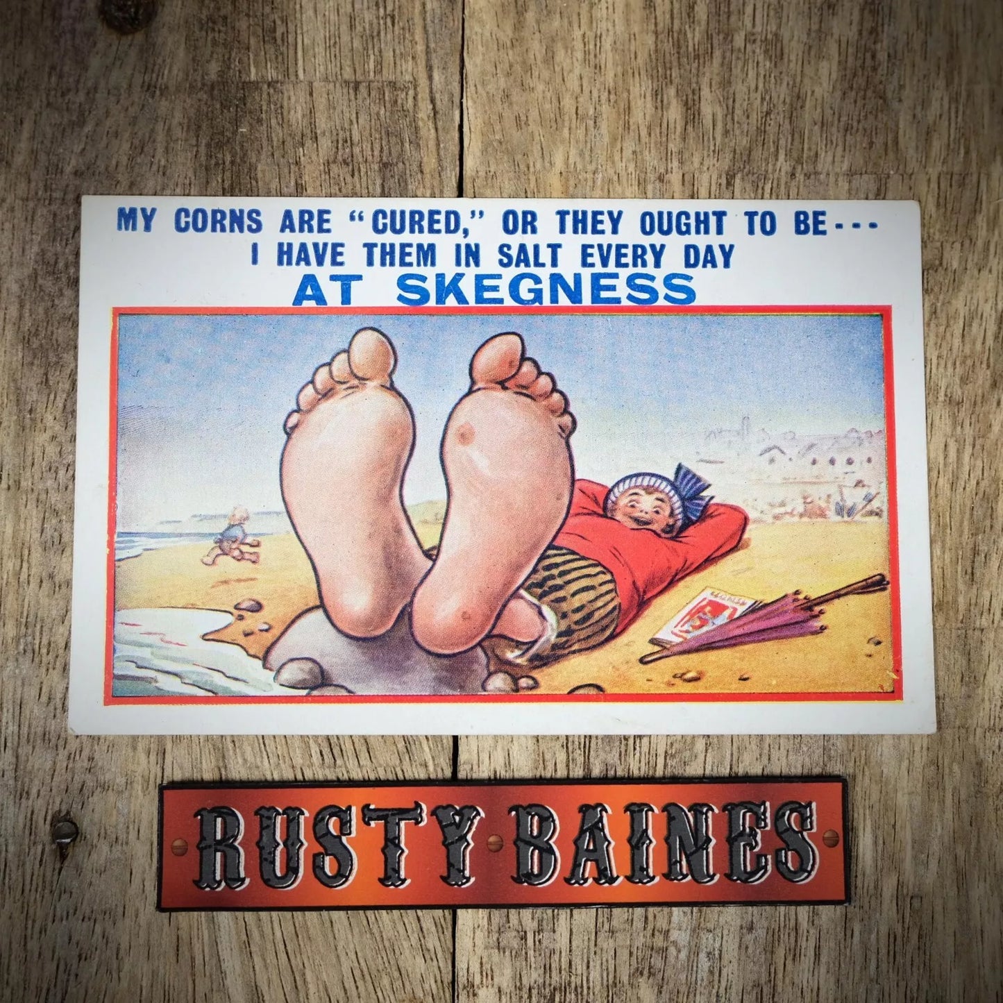 Vintage Comic Postcard, Bamforth, Big Feet on Skegness Beach