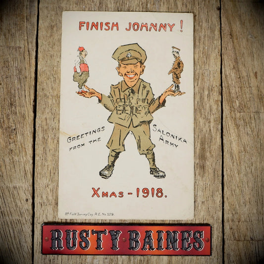 Postcard, WW1 Era Comic, Royal Engineers Salonika Army Xmas 1918