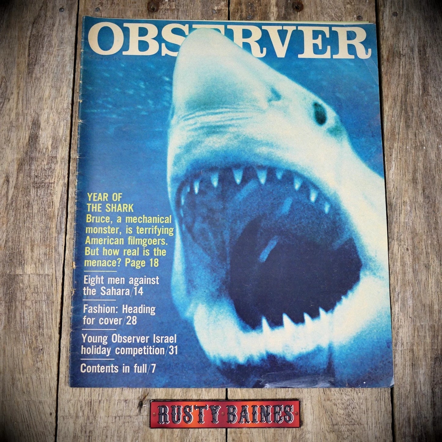 Vintage Observer Magazine 31st August 1975, Sahara, Shark Attacks