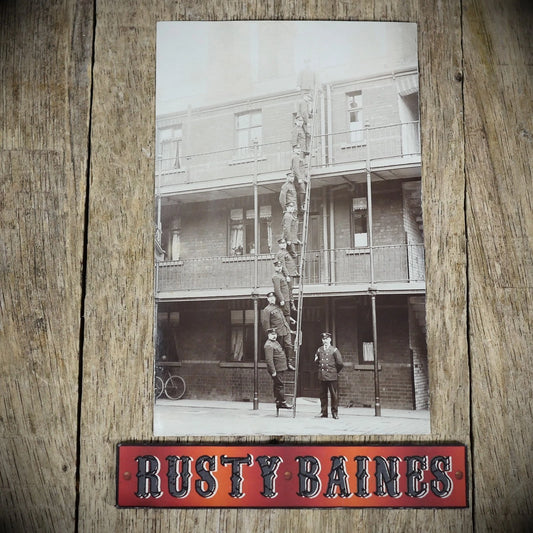 Postcard, Sheffield Fire Brigade Training, Ladders, Real Photo