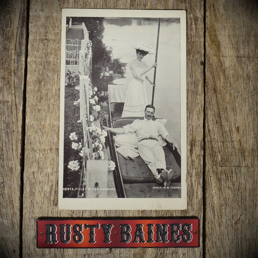 Postcard, Actress Vesta Tilley & Husband, Gondola Push/Punt Boat