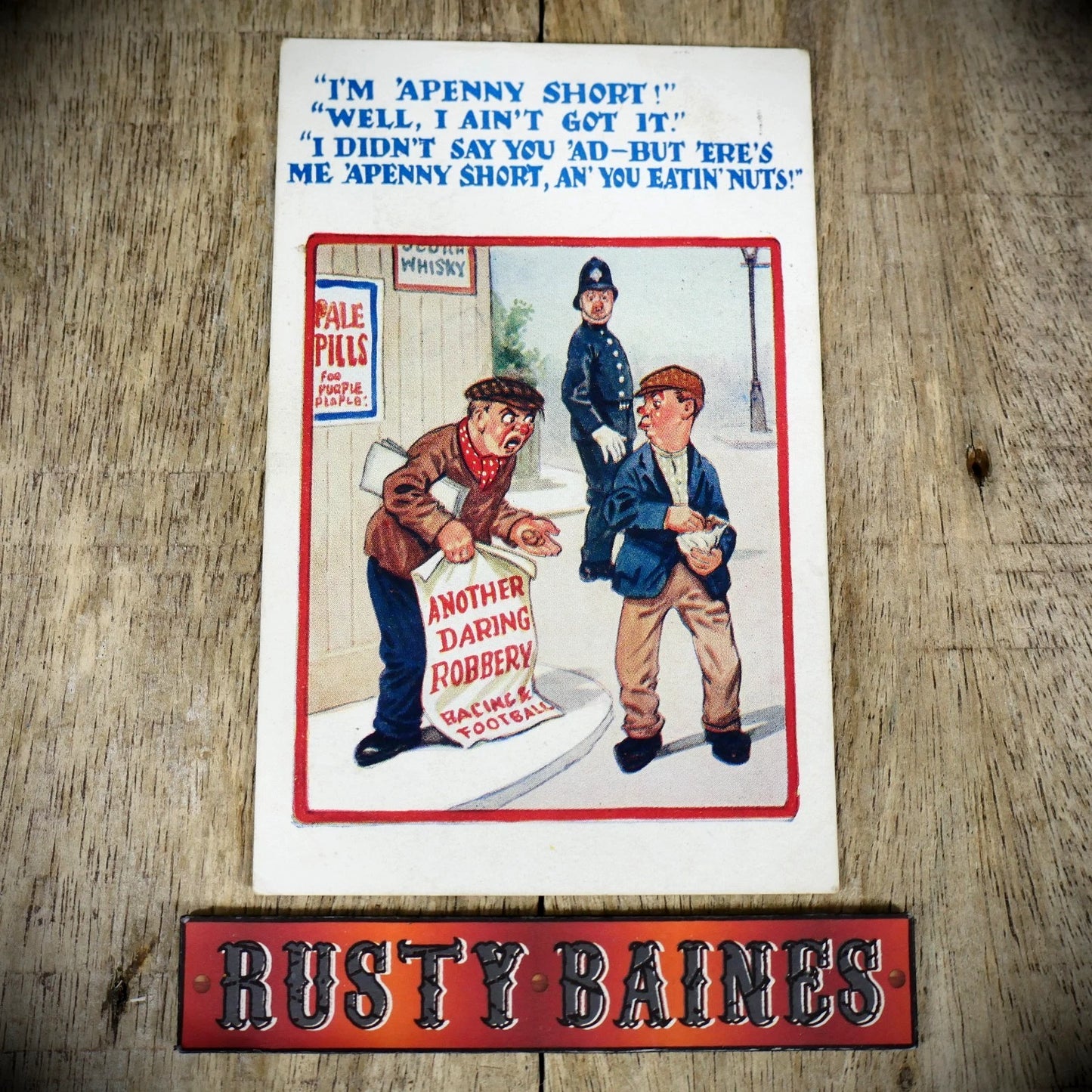 Postcard, Comic, HB, Short-Changed Robbery Poster, Policeman