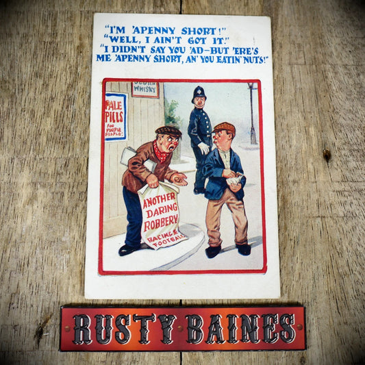 Postcard, Comic, HB, Short-Changed Robbery Poster, Policeman