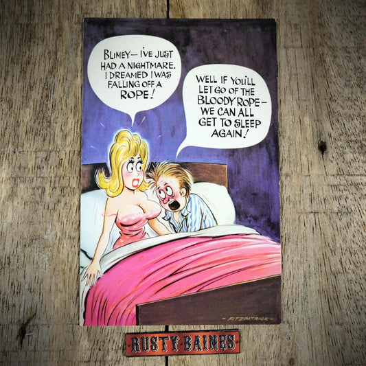 Postcard, Bamforth Comic, Nightmare Dream Busty Woman in Bed