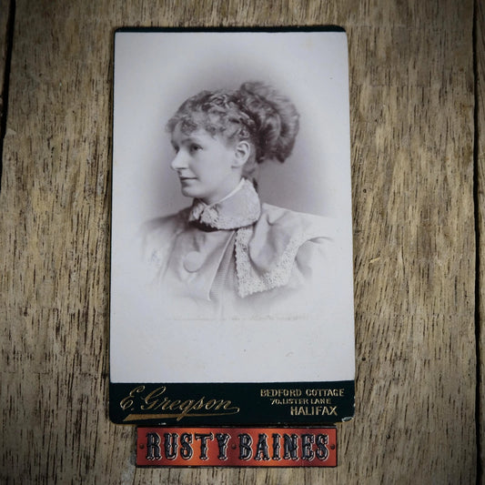Carte de Visite (CDV) Portrait of Victorian Young Woman, Hair, Fashion, Gregson, Halifax