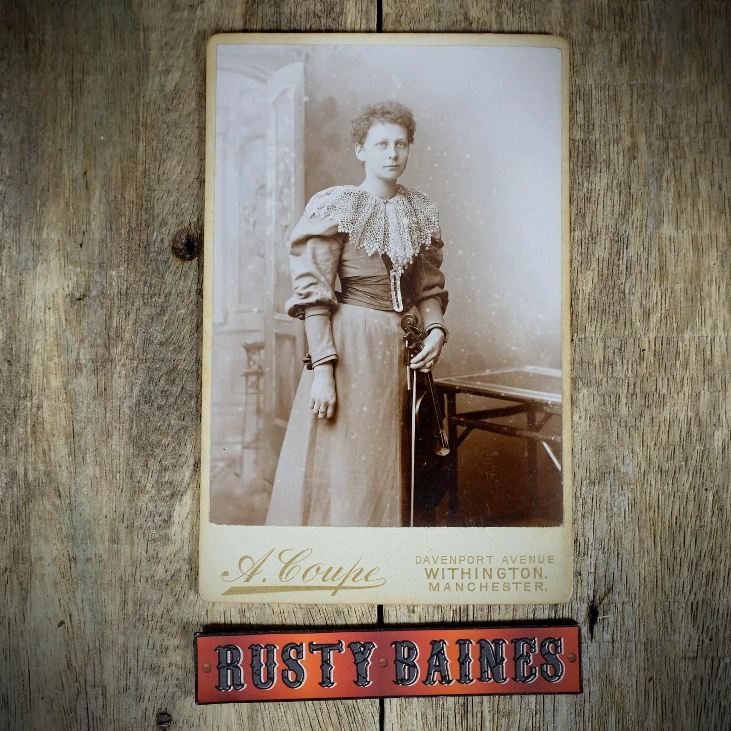 Cabinet Card Victorian Photo, Portrait of Lady & Violin, Coupe of Withington