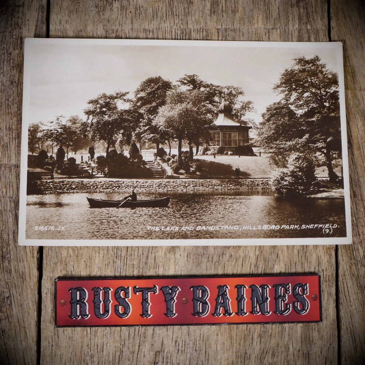 Postcard, Sheffield Hillsborough Park Bandstand & Lake, Real Photo,