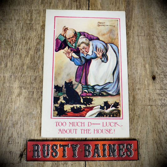 Postcard, Comic, Fred Spurgin/Topical Tickles, Black Cats, Much Luck