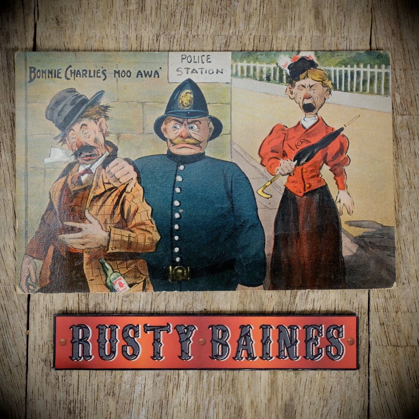 Postcard, Comic, Police Arrest Bonnie Charlie the Drunk Man