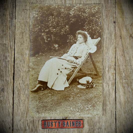 Postcard, Portrait of Edwardian Lady Relaxing, Magazine, Real Photo