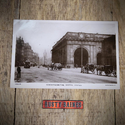 Postcard, Newcastle Central Railway Station, Real Photo, Rapid