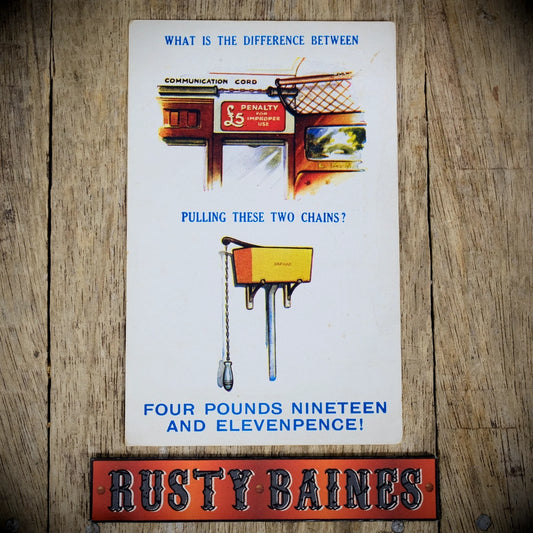 Postcard, Bamforth Comic Tram Emergency Stop Chain Fine, Toilet