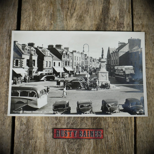 Postcard, Selkirk Market Place, Vintage Cars, Bus Etc. Real Photo