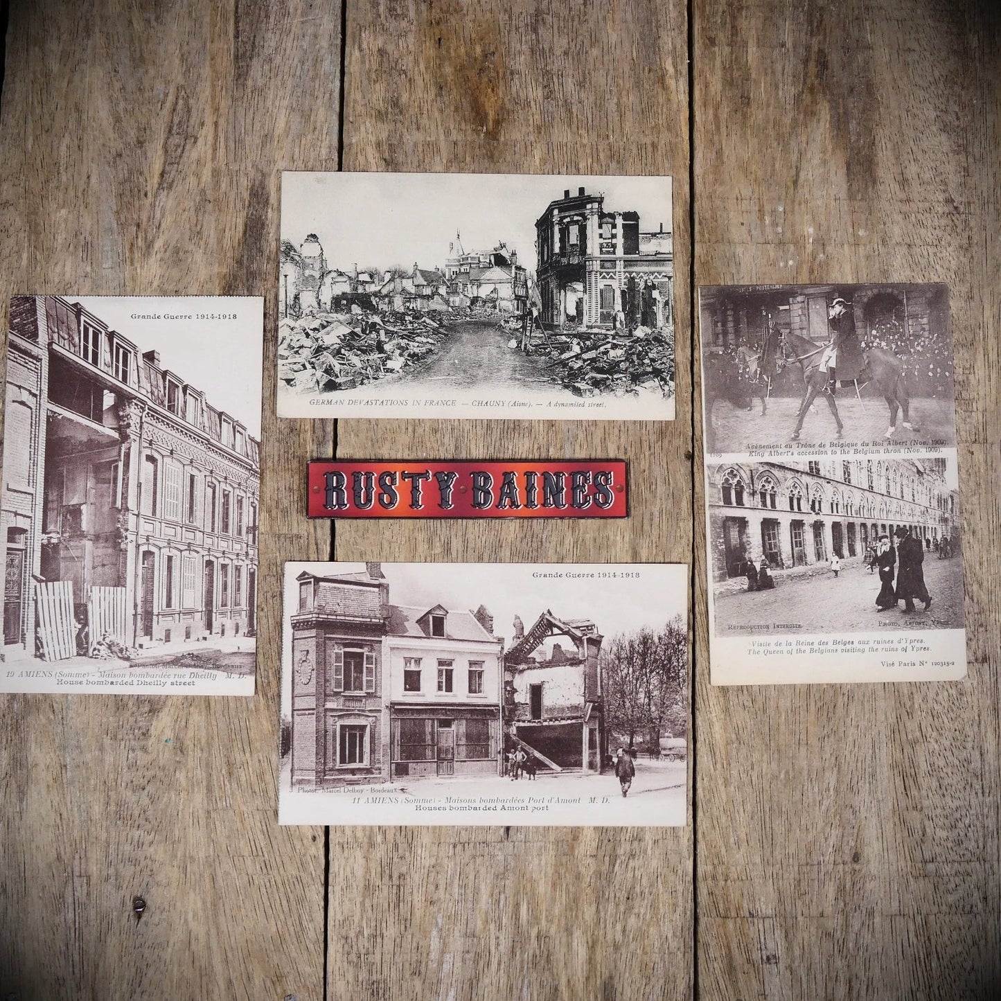 Postcard Bundle, European Scenes, WW1 History Shell Battle Damage