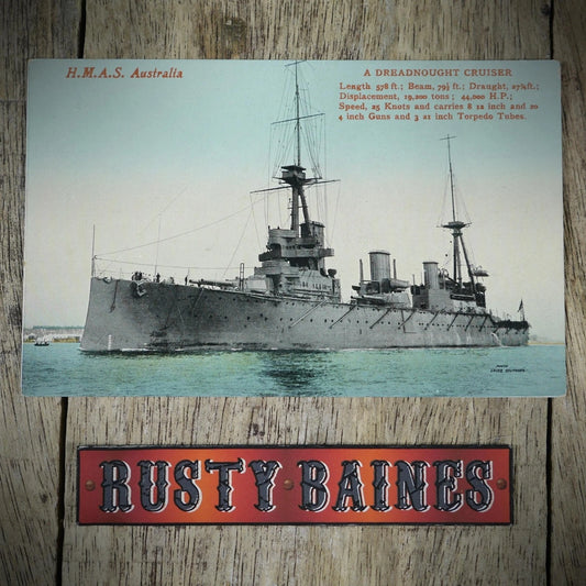 Postcard, HMAS Australia Dreadnought Cruiser, Printed