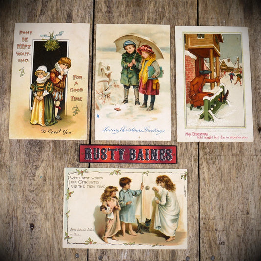 Postcard Bundle, Christmas Greetings, Chromo-Litho, Children Etc.