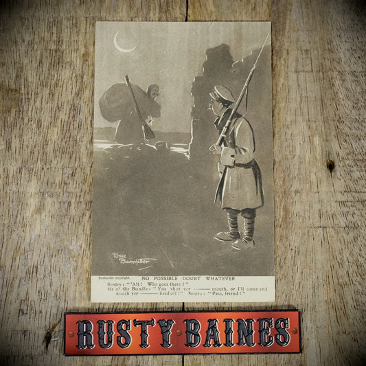 WW1 Era Postcard, Bruce Bairnsfather, Bystander, Sentry Guard Soldier