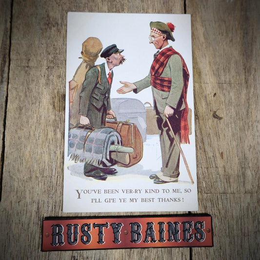 Postcard, Comic, Chas Crombie, Railway Porter, Scotsman Tight Fisted